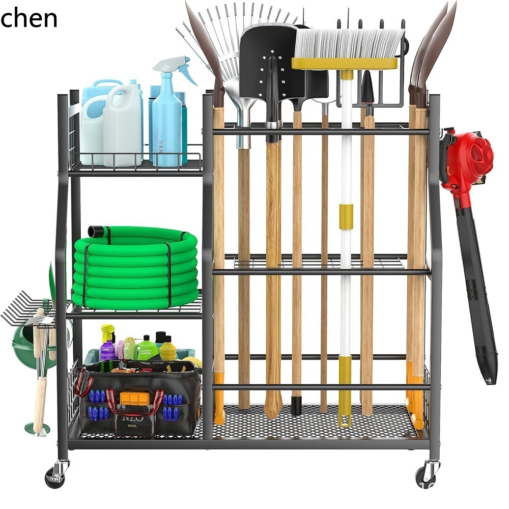 Gardening Tools Amazon - PYH grenzüberschreitender Amazon Gartenwerkzeugständer, mobiler Garagen-Aufbewahrungsständer,
