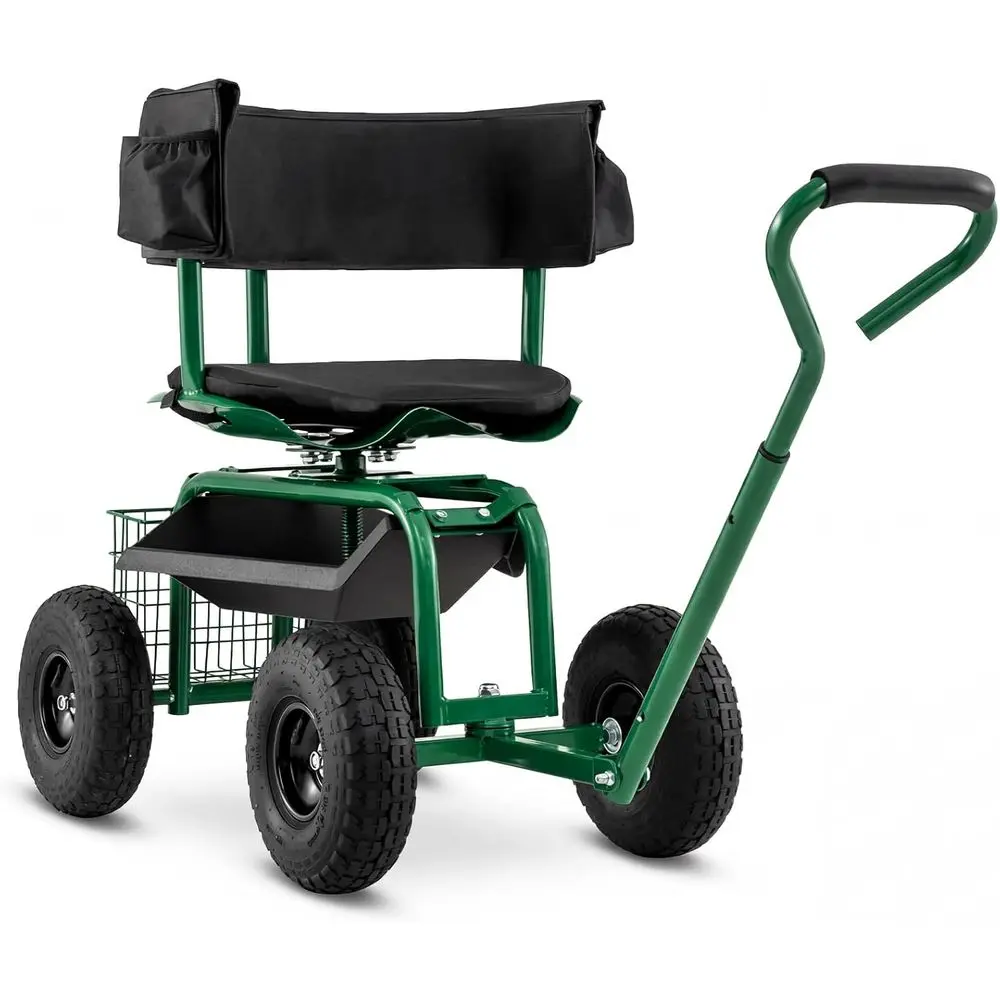 Gardening Tools Basket - Einstellbar 360° ° Drehbarer Garten-Rollstuhl mit