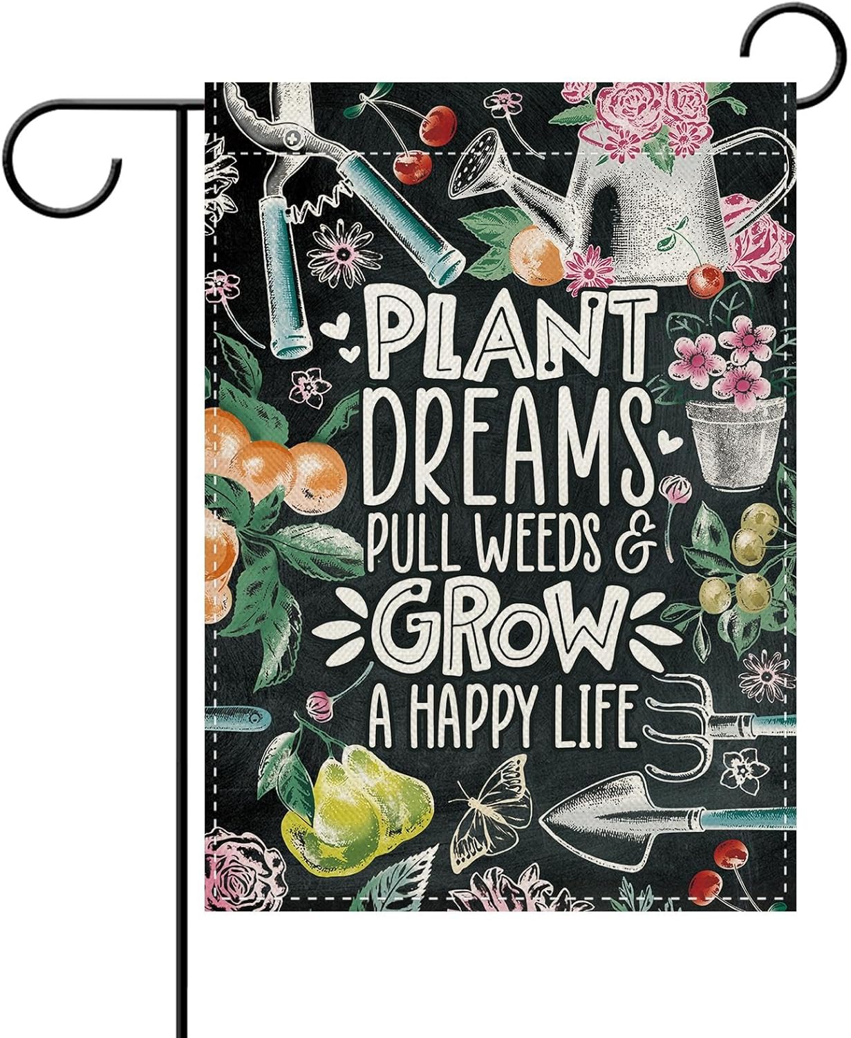 Gardening Tools Vintage - Dyrenson Vintage Garten-Inspirationsflagge, Retro Gartenwerkzeug Blumen-