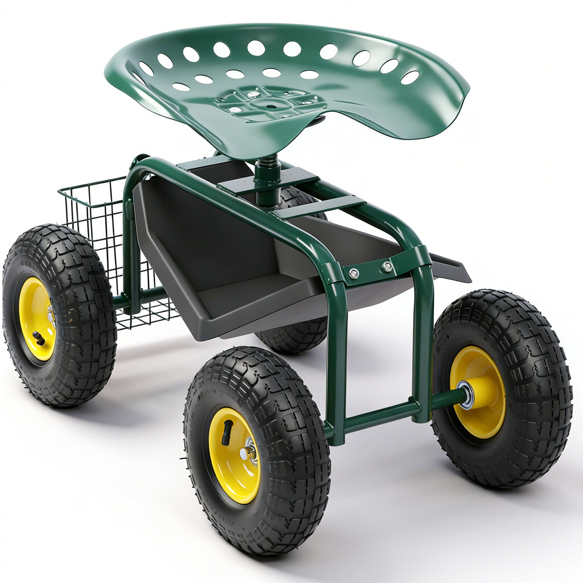 Gardening Tools Basket - Gartensitz mit Rädern, Rollender Gartenwagen mit