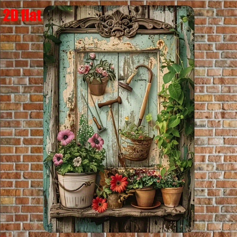 Vintage Blumen-Metallschild 8x – Gardening Tools Vintage Bewertung und Preis