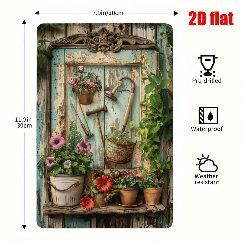 Vintage Blumen-Metallschild 8x – Gardening Tools Vintage Bewertung und Preis